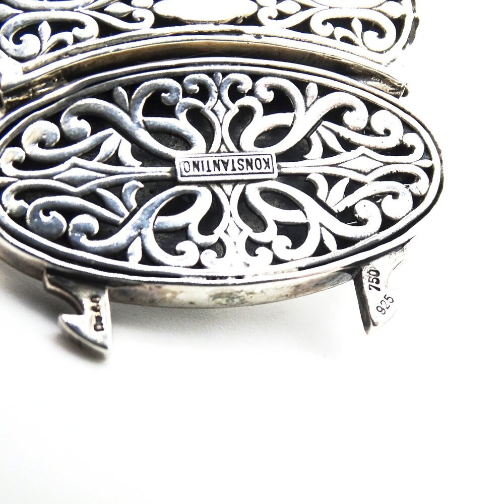 KONSTANTINO Sterling Silver 18K Gold Turquoise Wide Bangle Bracelet 149 Grams - Picture 11 of 15